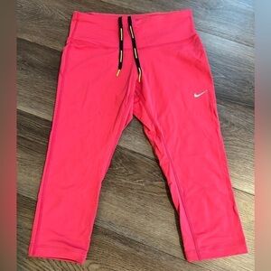 Nike Dri-FIT Pink Cropped 16" Leggings with Rear Pocket - Size XS